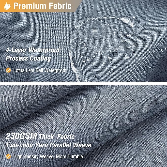 BTTN Fabric Shower Curtain, Linen Textured Heavy Duty Polyester Cloth Shower Curtain Set with Plastic Hooks, Blue Grey, 36x72