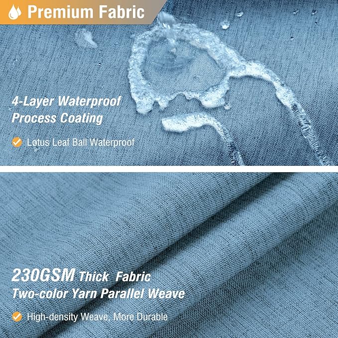 BTTN 78 Inch Long Shower Curtain - Blue Linen Textured Thick Weighted Fabric Shower Curtain Set with 12 Hooks, Tall Neutral Waterproof Polyester Shower Curtains for Bathroom - 72x78 - Moonlight Blue
