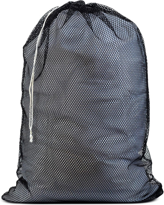 Handy Laundry Mesh XL Laundry Bag - Durable, Machine Washable with Secure Drawstring Closure - Perfect for College Dorms, Laundromats, Apartments (Black, Large 24" x 36")