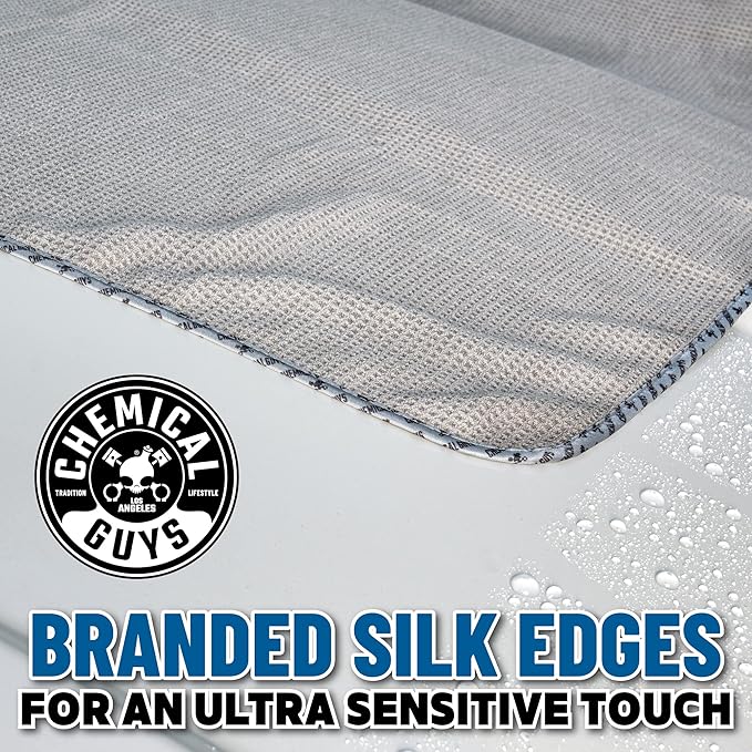 Chemical Guys Waffle Weave Gray Matter Microfiber Drying Towel - 25" x 36", 70/30 Blend Microfiber Towel with Silk Edging for Scratch-Free Car Drying, Ultra Absorbent and Safe for All Surfaces
