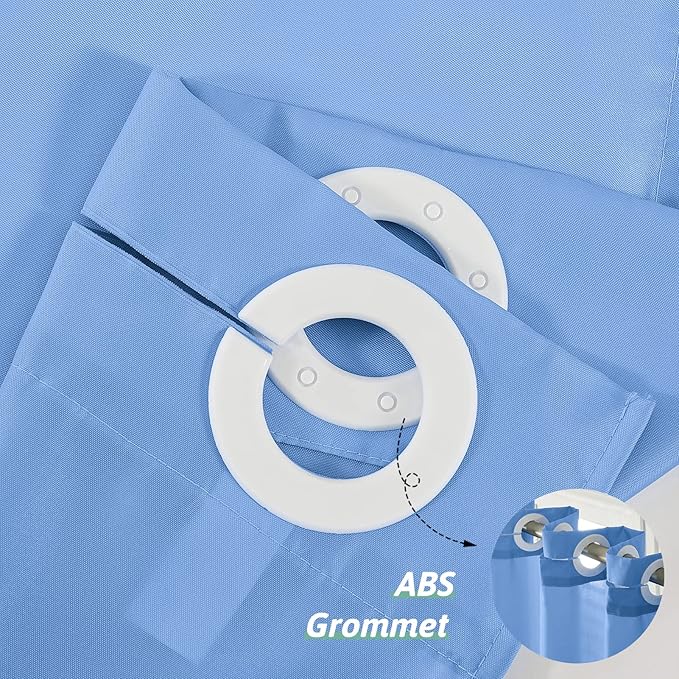 Light Blue Shower Curtain No Hooks Needed,Polyester Fabric Long Shower Curtain Liner 78 Length with 10 Plastic Split Grommets,Machine Washable & Waterproof Bathroom Curtains for Hotel,78x78 Inch