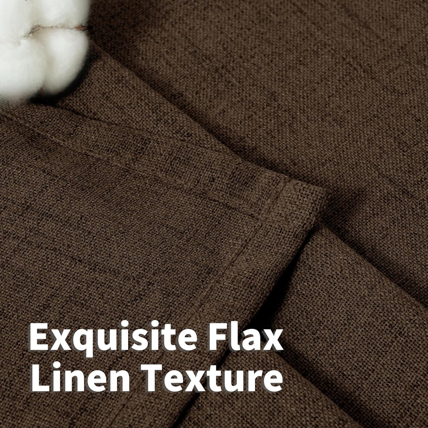 YoungsTex Dark Brown Linen Curtains for Living Room 2 Panels, Chocolate Light Filtering Window Drapes with Rod Pocket Back Tab Textured Semi Sheer for Dining Bedroom, 52 X 72 Inch