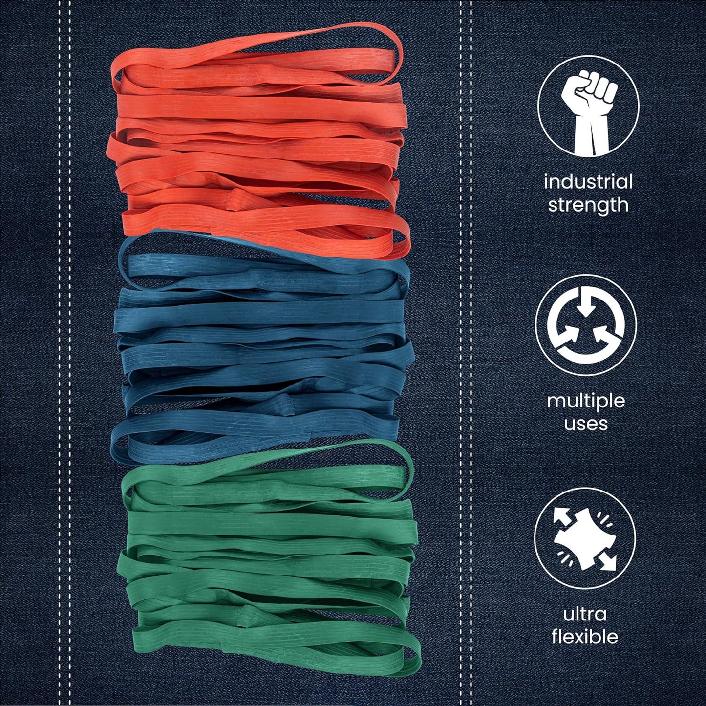 36 Pack Mover Blanket Rubber Bands - Extra Large Rubber Bands for Moving Blankets and Furniture - Variety of Sizes 26in, 30in & 42in - 36 Moving Bands Total - kitchentoolz