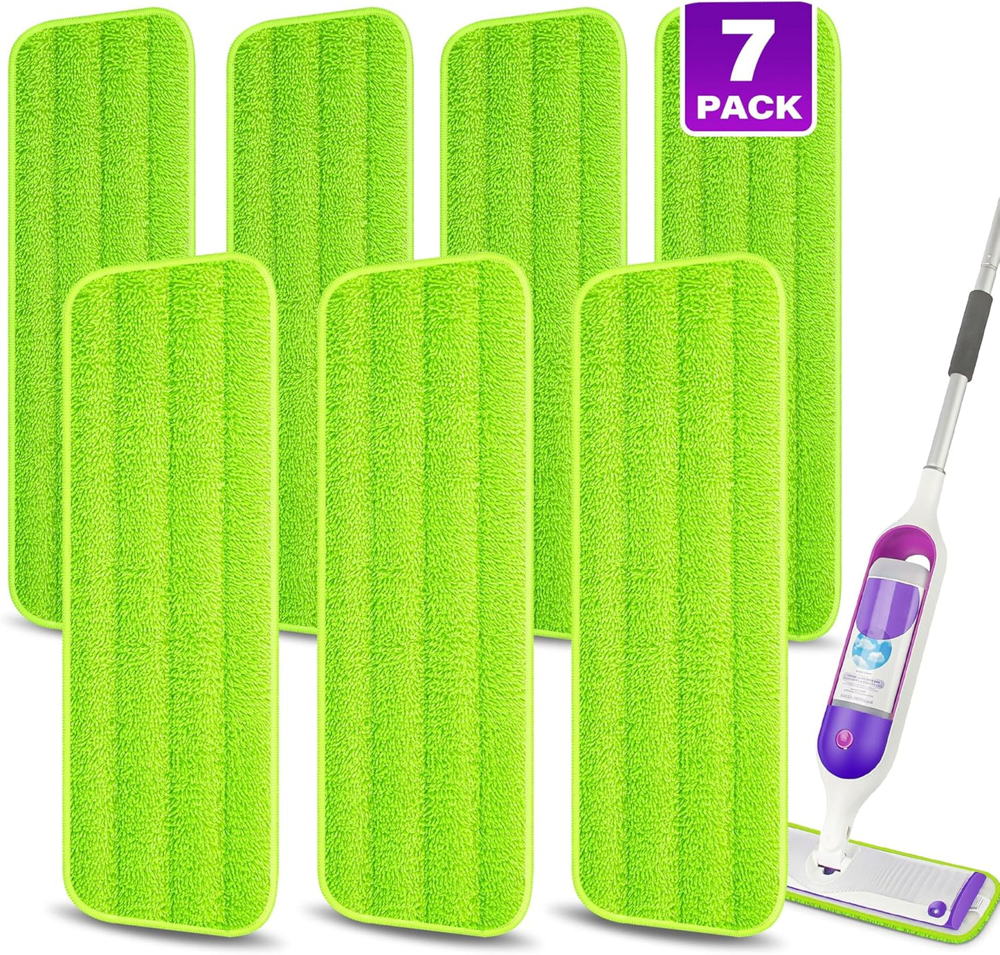 7 Count Reusable Microfiber Mop Pads for Swiffer PowerMop- MEXERRIS PowerMop Refills Hard Wood Floor Mop Pads Machine Washable, Wet Dry Dust Mop Pads Replacement for 13''-15'' Spray Wet Mops