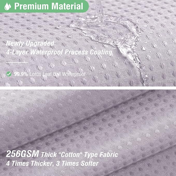Dynamene Long Fabric Shower Curtain - 78 inch Long Waffle Weave Weighted Cloth Shower Curtains for Bathroom, Neutral Heavy Duty Hotel Spa Luxury Bath Curtain Set with 12 Hooks, 72x78, Lavender