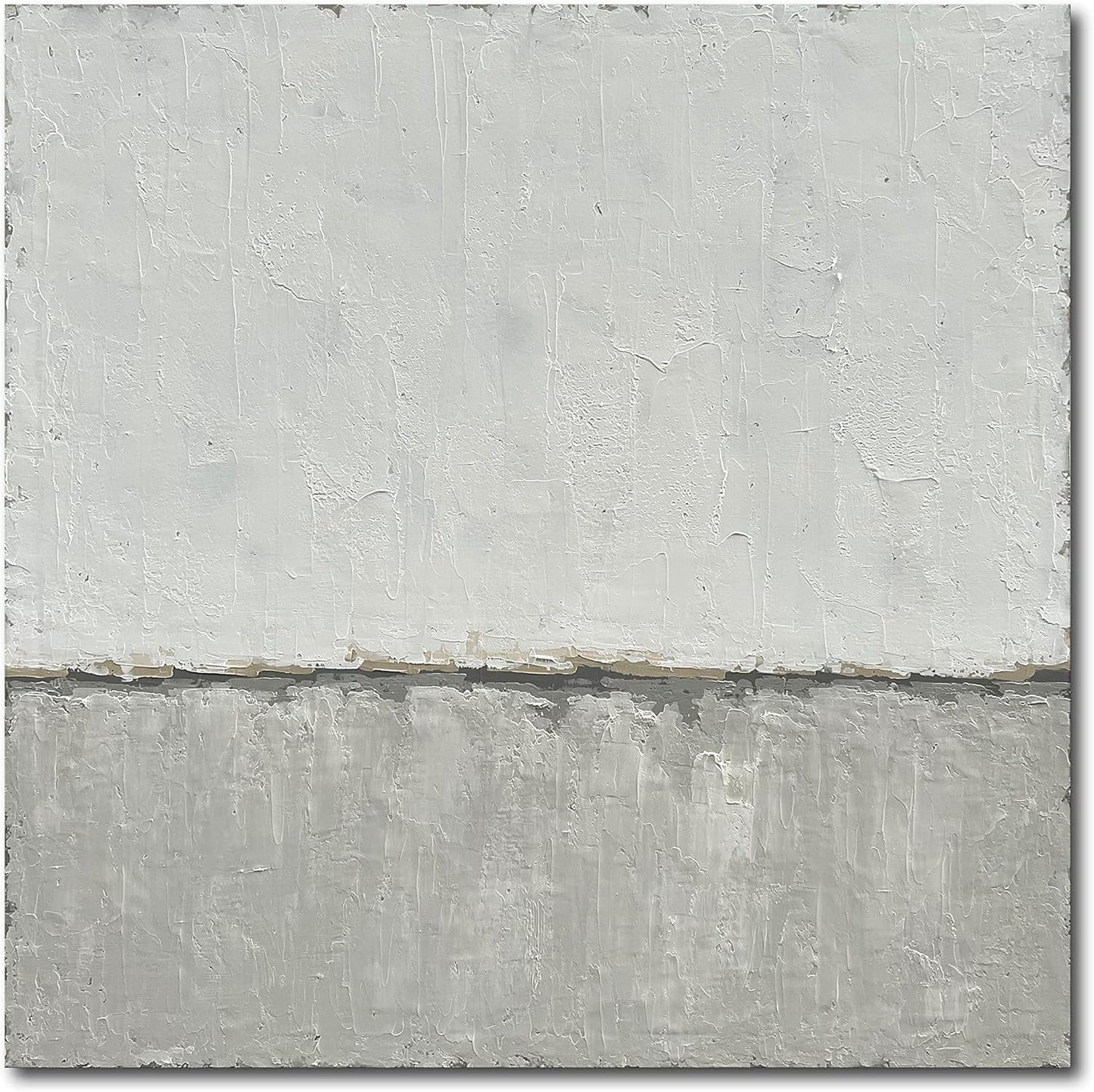 NANKAI art Hand-painted abstract canvas wall art featuring a minimalist design in gray White acrylic painting Original modern home decoration art Can be hung directly on the wall. 24x24 inches