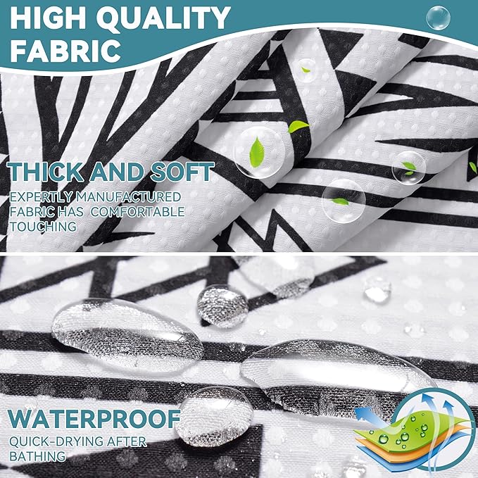 Conbo Mio No Hook Waffle Weave Shower Curtain with Snap in Liner Set, Hotel Luxury Boho Shower Curtains for Bathroom with See Through Top Window, Waterproof, Washable 71W x 74H White