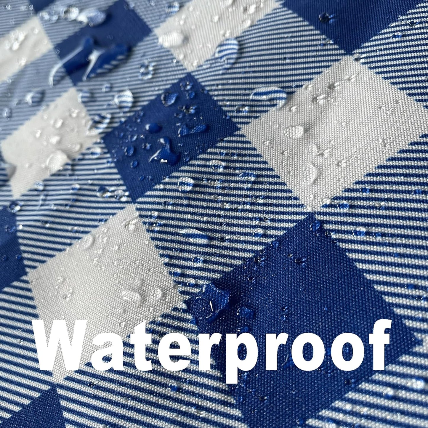 Waterproof Plaid Tablecloth Fabric - Round 90 Inch Classic Gingham Checker Table Cloth for Indoor/Outdoor Use - Buffalo Table Cover for Picnics, BBQs, and Parties
