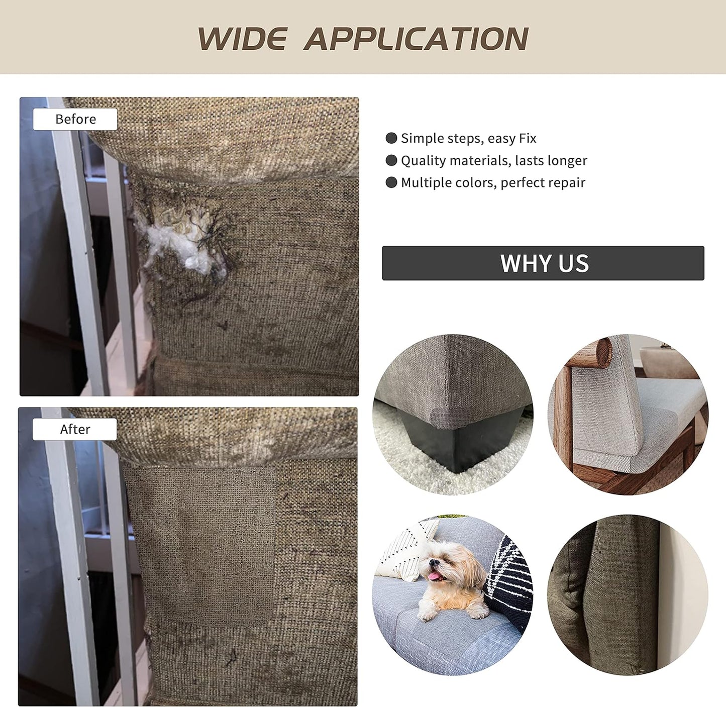 KING MOUNTAIN Coarse Linen Repair Patches, Self-Adhesive Linen Fabric Patches, 8X11 inch Extra Size, Multi Color, Can be Used for Linen Sofa Repair and Linen Clothes Repair(8" x 11",Black 1.0)