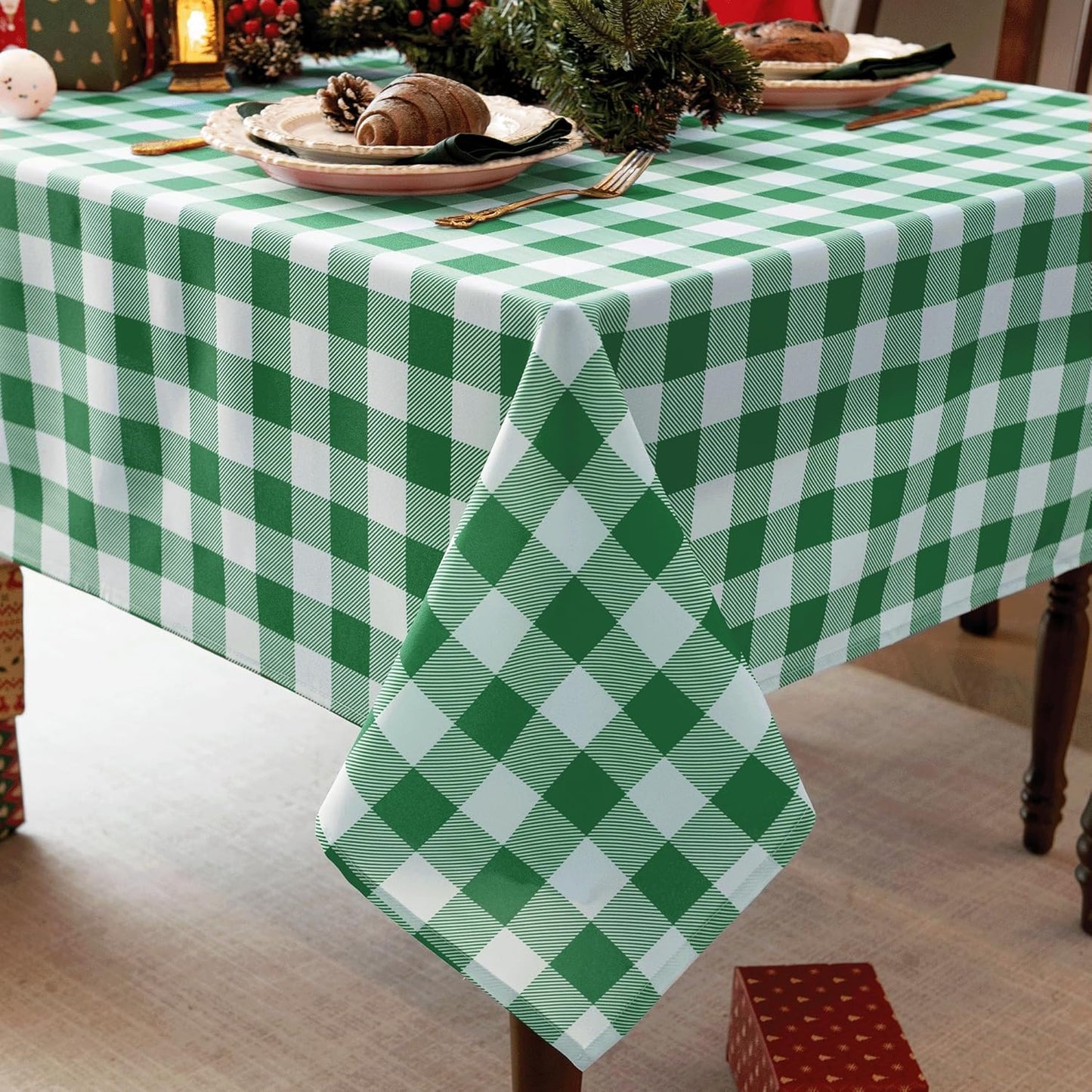Classic Gingham Buffalo Tablecloth Fabric - Oblong 58x144 Inch Water Proof Checkered Table Cloth for Indoor Outdoor - Table Cover for Birthday, Picnics, BBQs, and Parties