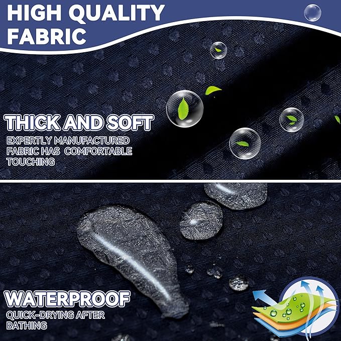 Conbo Mio Extra Long No Hook Waffle Weave Shower Curtain with Snap in Liner Set, Hotel Luxury Black Shower Curtains for Bathroom with See Through Top Window, Waterproof, Washable 71W x 84H
