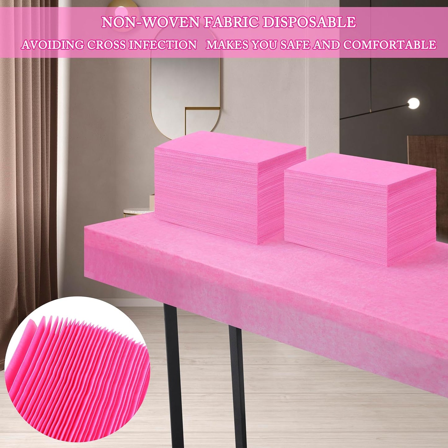 100 Pcs Disposable Bed Sheets 31" x 71" Massage Table Sheets Non Woven Fabric SPA Bed Cover Breathable for Massage Beauty Tattoos (100 Pcs Pink)