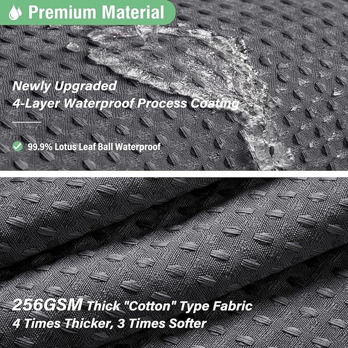 Dynamene Stall Fabric Shower Curtain, 60 x 84 inch Long Waffle Weave Weighted Thick Cloth Shower Curtain for Bathroom, Neutral Heavy Duty Hotel Spa Luxury Bath Curtain Set with 10 Hook, Charcoal Grey