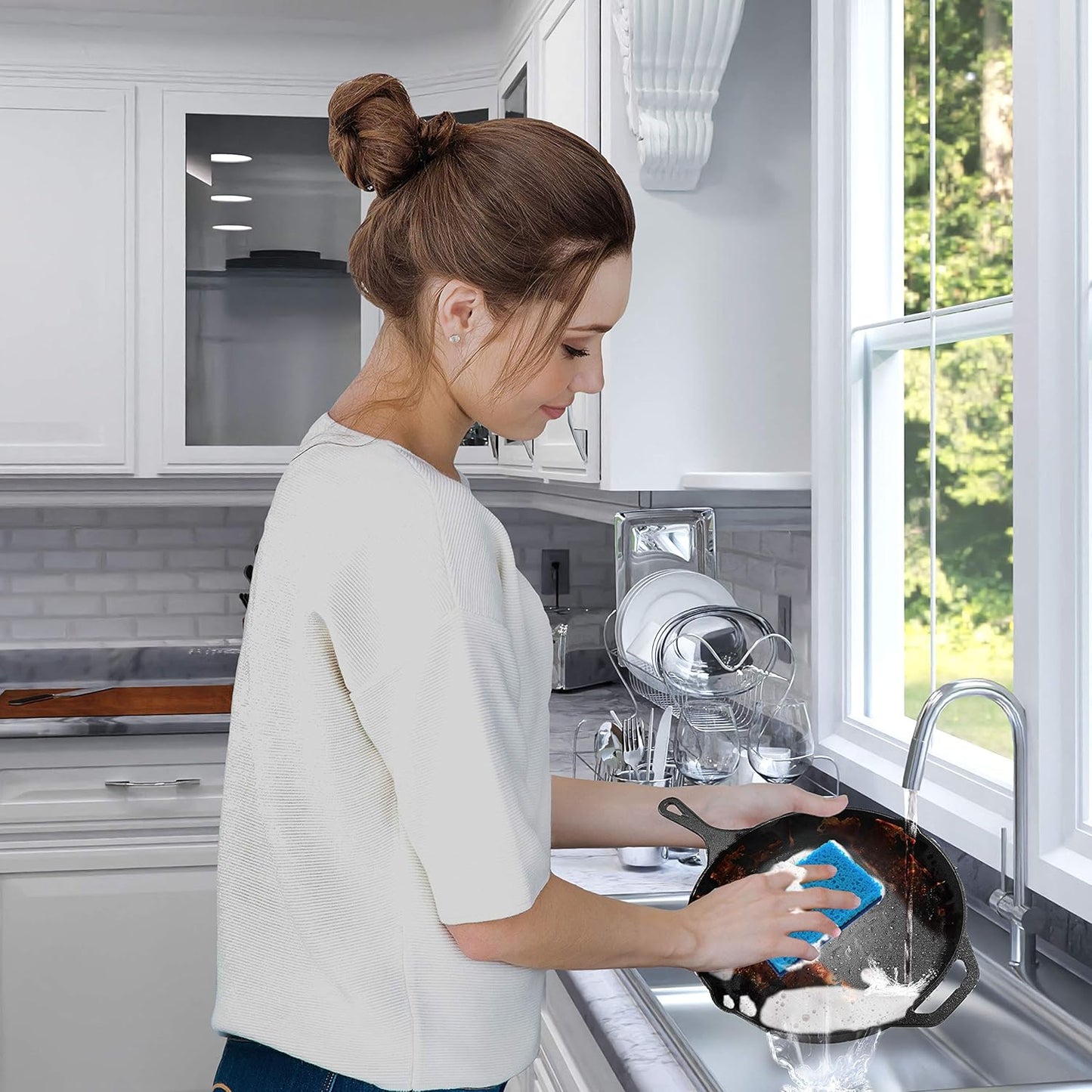 Scrubit Non-Scratch Cleaning Scrub Sponges- Scrubbing Dish Sponge Ideal for Washing Kitchen,Dishes, Bathroom &More – Dishwashing Sponge Along with A Thought Scrubber – 24 sponges