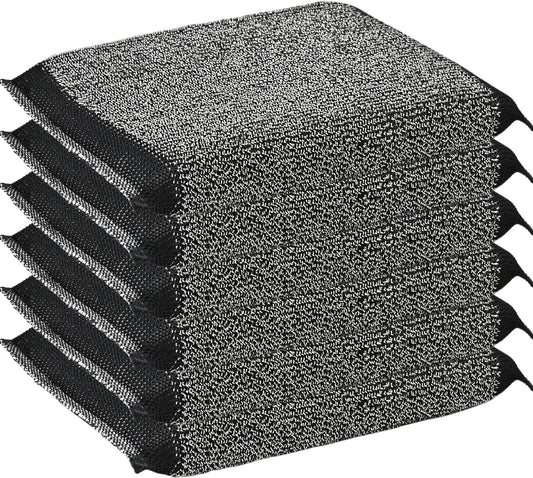 Steel Wool Scrub Sponges Kitchen, Reusable Dish Scrubber Sponge, for Pots, Pans, Gentle and Scratch Free - 6 Pack Black