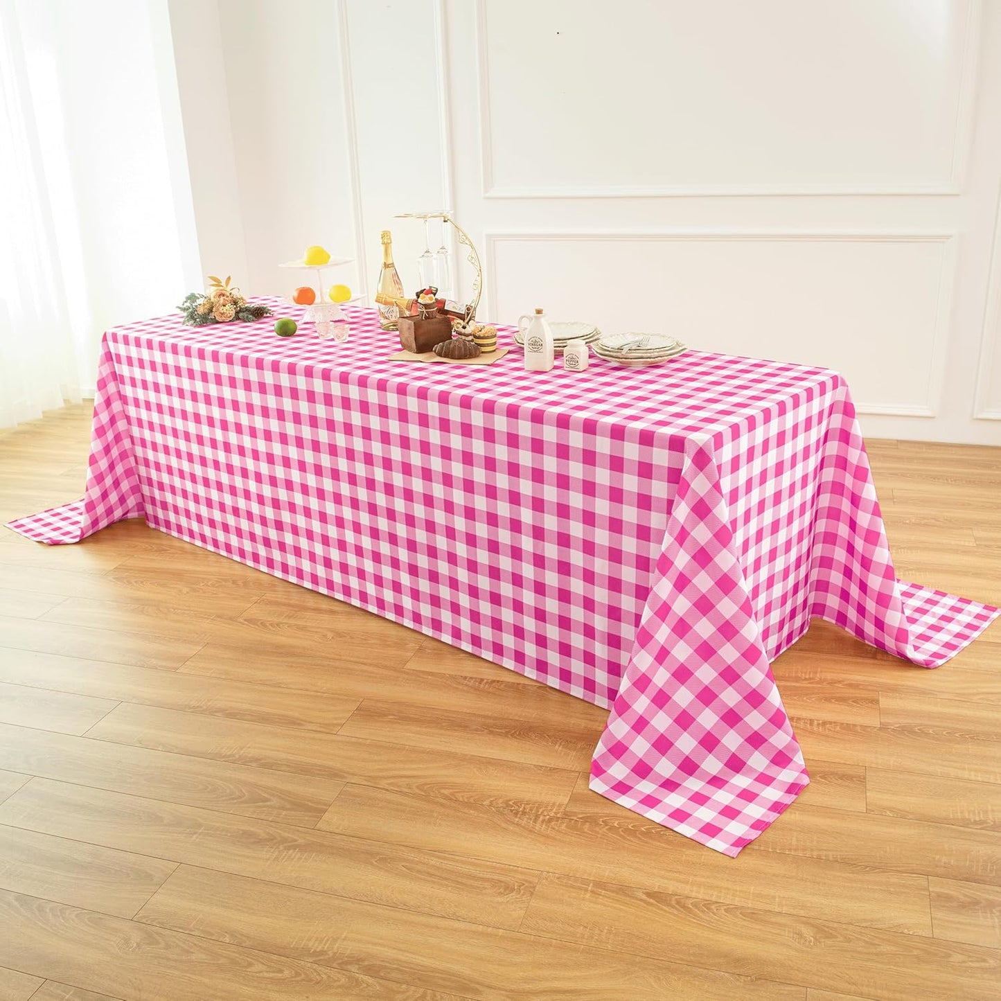 Classic Gingham Buffalo Tablecloth Fabric - Oblong 90x132 Inch Water Proof Checkered Table Cloth for Indoor Outdoor - Table Cover for Birthday, Picnics, BBQs, and Parties