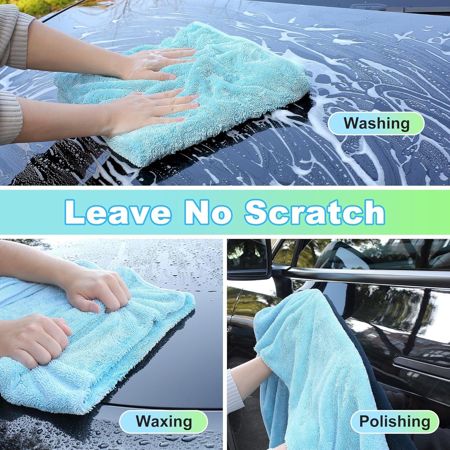 JOYMOOP Microfiber Towels for Cars, 35.4" x 23.6" Car Drying Towel, Blue Reusable Car Towel, Quick Drying Car Microfiber Cleaning Cloth for RVs, SUVs, Trucks