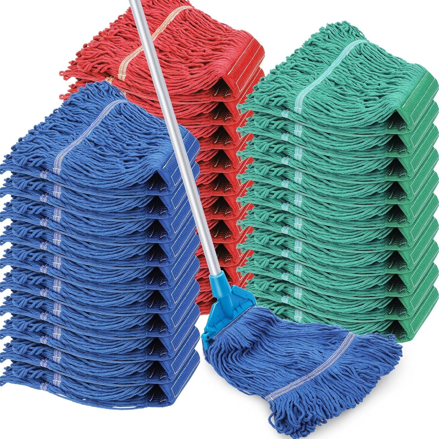 Roshtia 30 Pieces Commercial Mop Head Replacement Floor Cleaning Wet Mop Heads Heavy Duty Large Cotton String Sweeper Refills for Industrial Home Use (Multicolor)