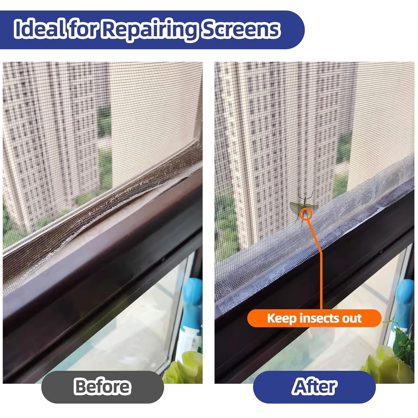 KING MOUNTAIN Grey Window Screen Repair Tape,3inX40FT Heavy Duty Screen Repair Kit for Window Screen and Screen Door Tears Holes,Strong Adhesive & Waterproof Window Screen Patch