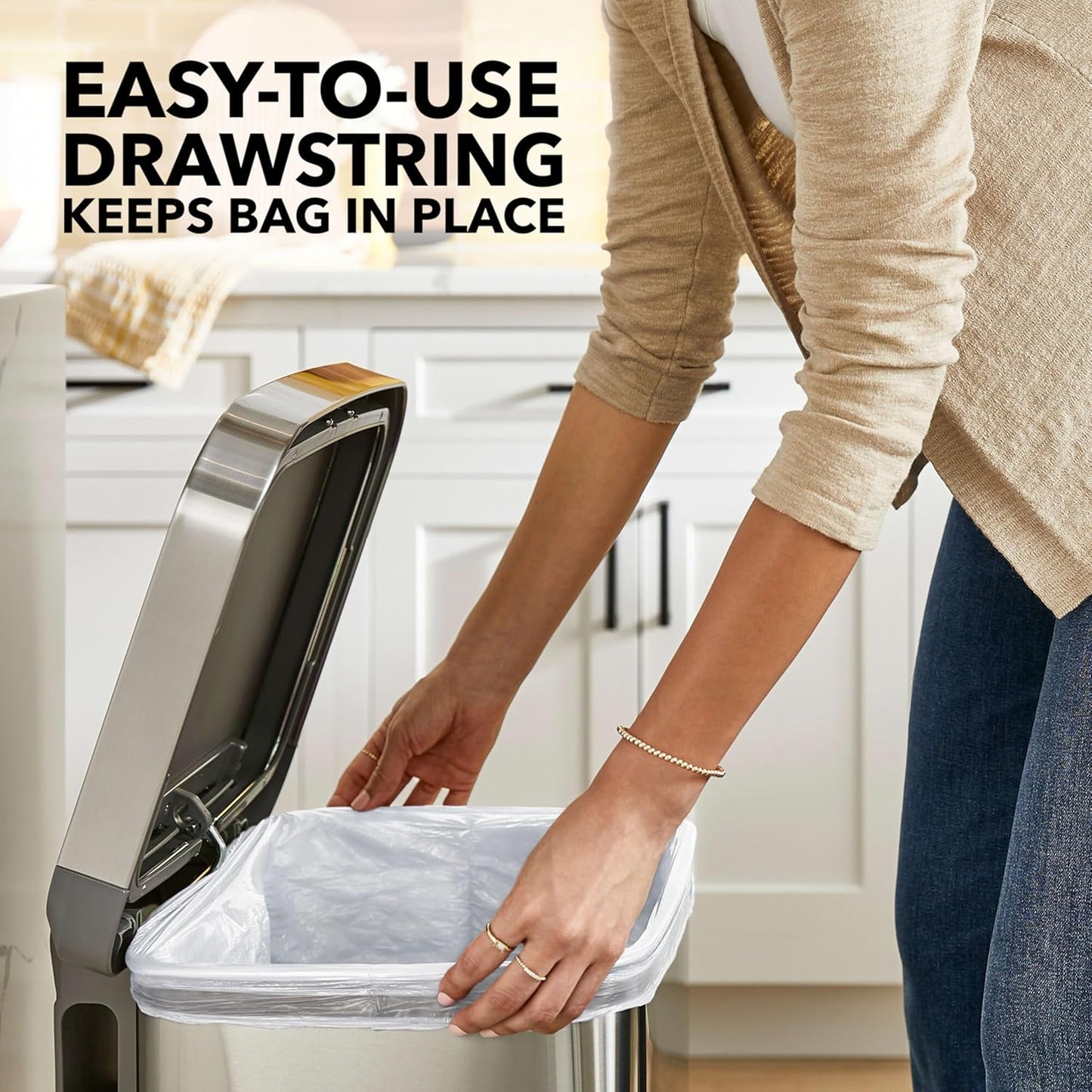 Glad ForceFlex Tall Kitchen Drawstring Trash Bags, 13 Gal, Fragrance Free, 40 Ct (Package May Vary)