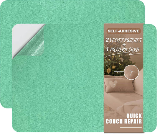 Azobur Fabric Couch Repair Patch 8.3 x 11 inches,Self-Adhesive Fabric Repair Patch for Furniture,Handbag,Sofa,Car Seats-(Green)