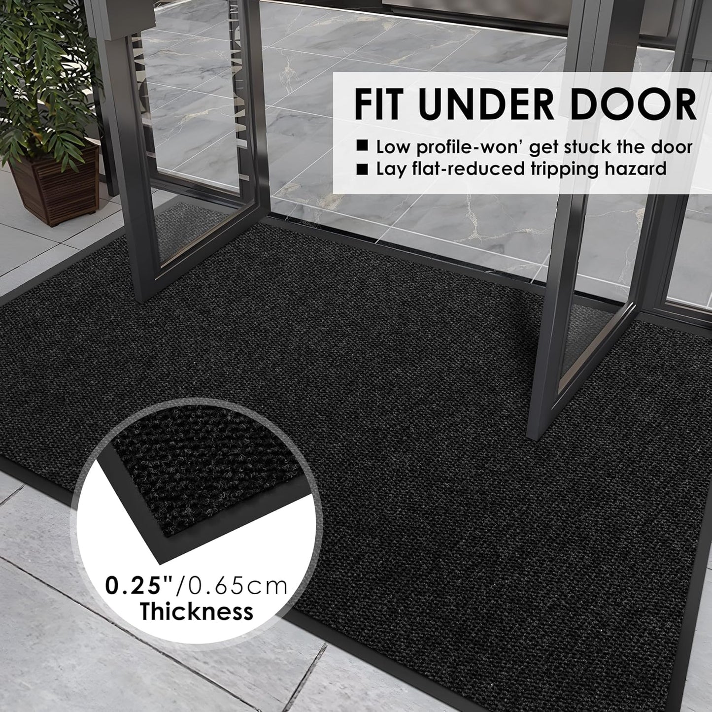 3′ x 34′ Front Door Mat Indoor Outdoor Entrance, Commercial Floor Mat Heavy Duty Dirt Trapper Entryway Doormat, Custom Size Non Slip Rubber Backing Welcome mat, Door Mat for High Traffic Area