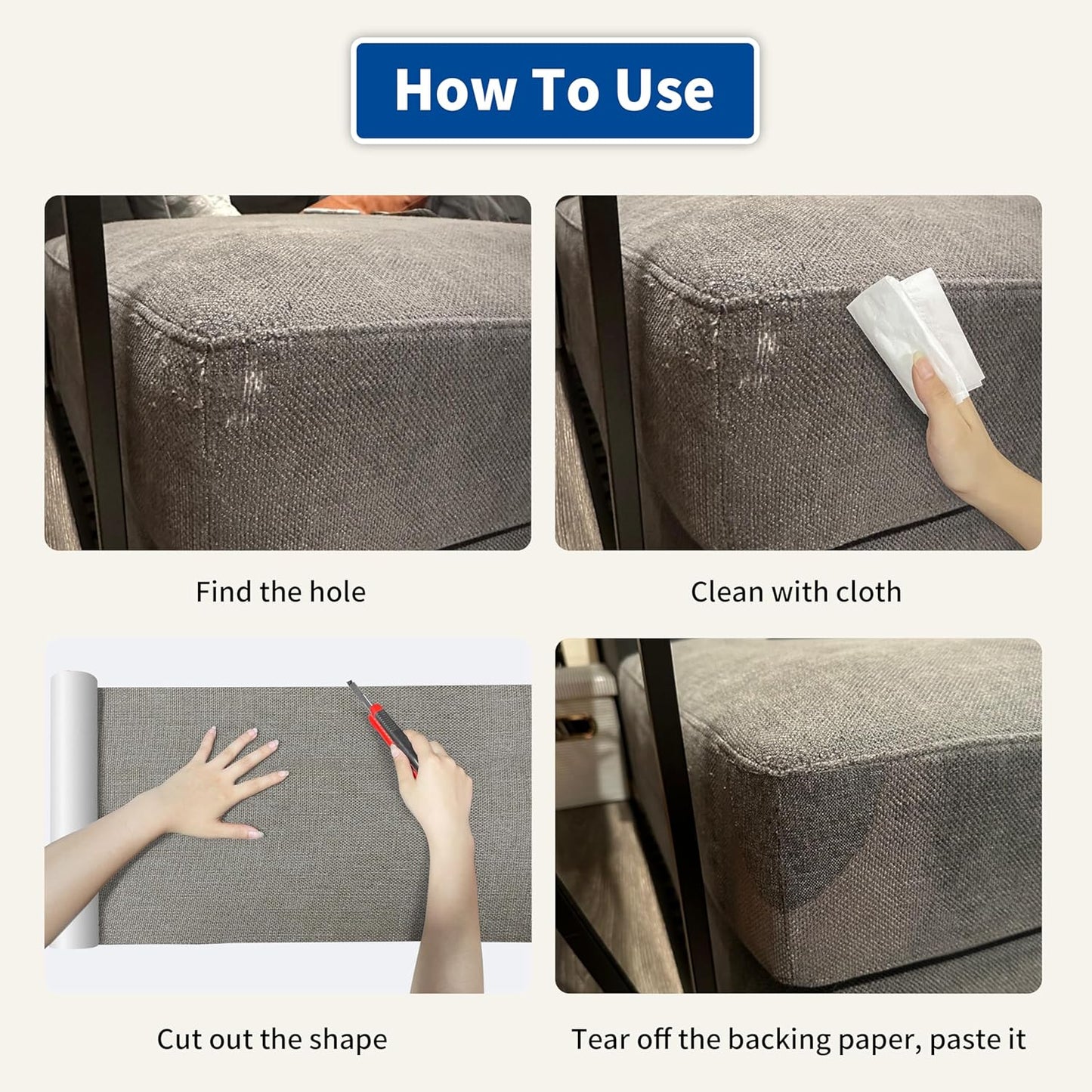 KING MOUNTAIN Linen Repair Patches, Self-Adhesive Linen Fabric Patches, 16X80 inch Extra Size, Multi Color, Can be Used for Linen Sofa Repair and Linen Clothes Repair (Charcaol Grey1.0)