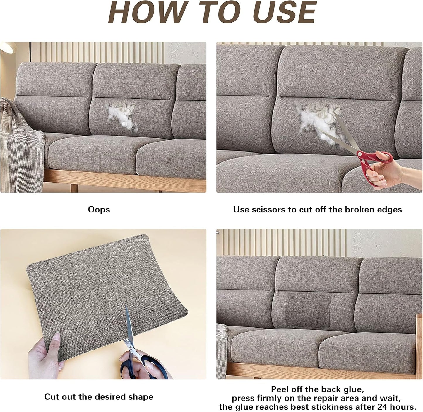 KING MOUNTAIN Fine Linen Repair Patches, Self-Adhesive Linen Fabric Patches, 8X11 inch Extra Size, Multi Color, Can be Used for Linen Sofa Repair and Linen Clothes Repair(Dark Grey,8" x 11")