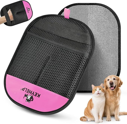 Pet Hair Removal Glove for Dogs & Cats, Newly Upgraded Reusable Electrostatic Pet Hair Glove, Pet Hair Remover Tool for Clothing, Couch, Bed, Carpet, Car Seat（Pink）