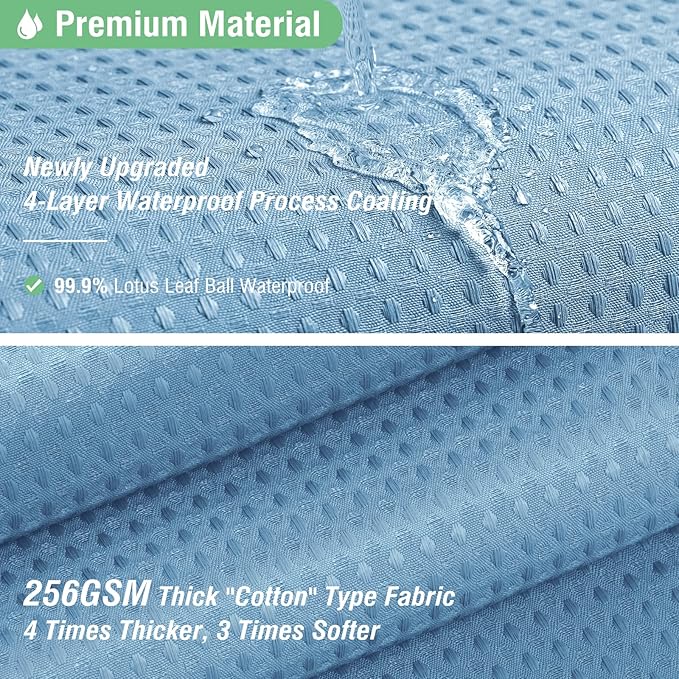 Dynamene Stall Fabric Shower Curtain - 54x78 inch Long Waffle Weave Weighted Thick Cloth Shower Curtains for Bathroom,Heavy Duty Hotel Spa Luxury Bath Curtain Set with 10 Plastic Hook, Moonlight Blue