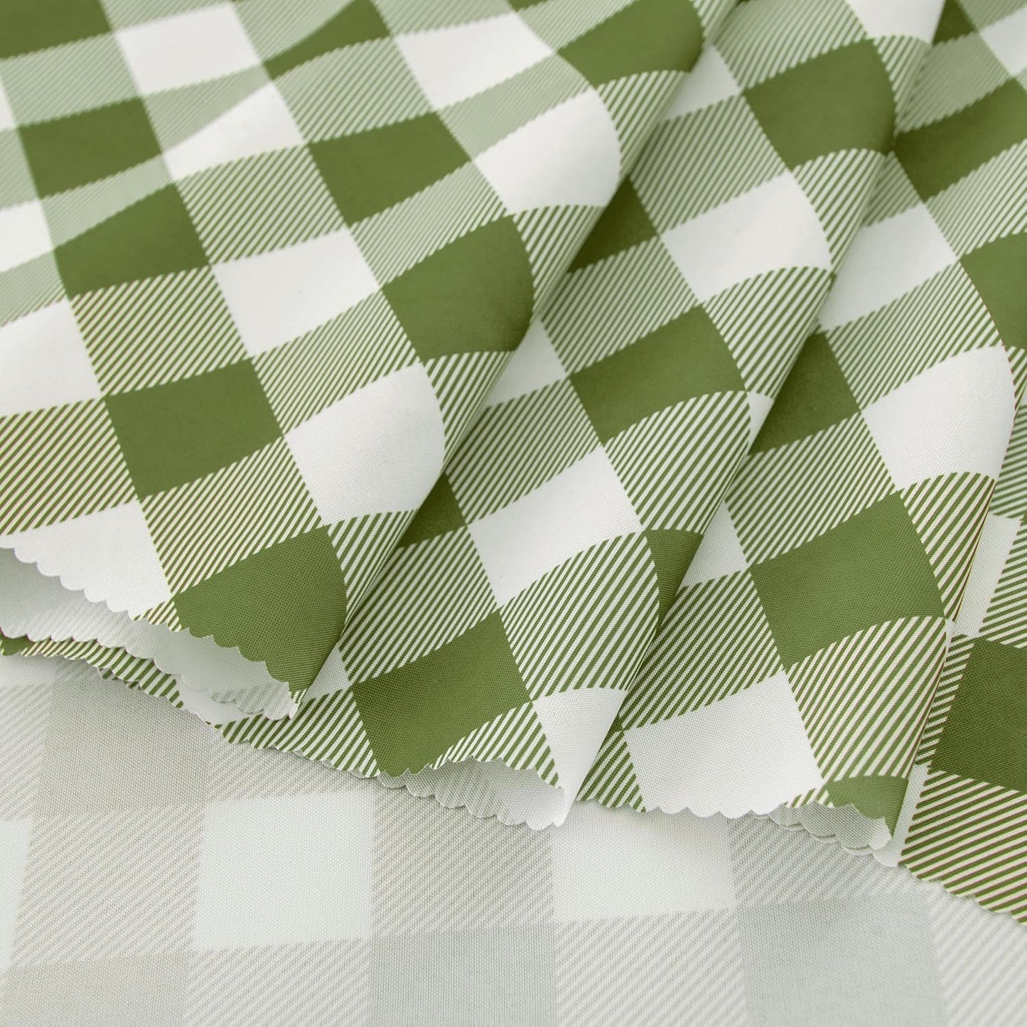 Waterproof Plaid Tablecloth Fabric - Round 70 Inch Classic Gingham Checker Table Cloth for Indoor/Outdoor Use - Buffalo Table Cover for Picnics, BBQs, and Parties