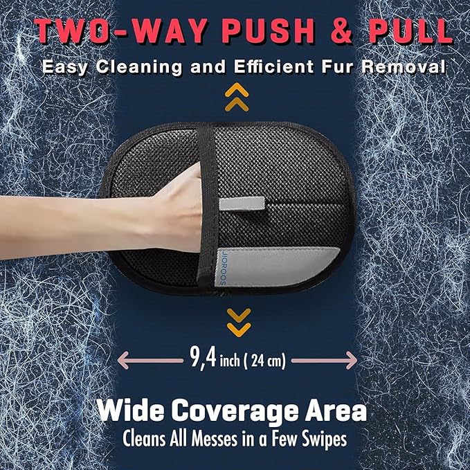 Pet Hair Removal Glove for Cats & Dogs, Upgraded Electrostatic Reusable Pet Hair Remover Tool, Magic Fur Removal Mitt for Laundry, Couch, Carpet, Car Seat, Pet Grooming Gloves (2)