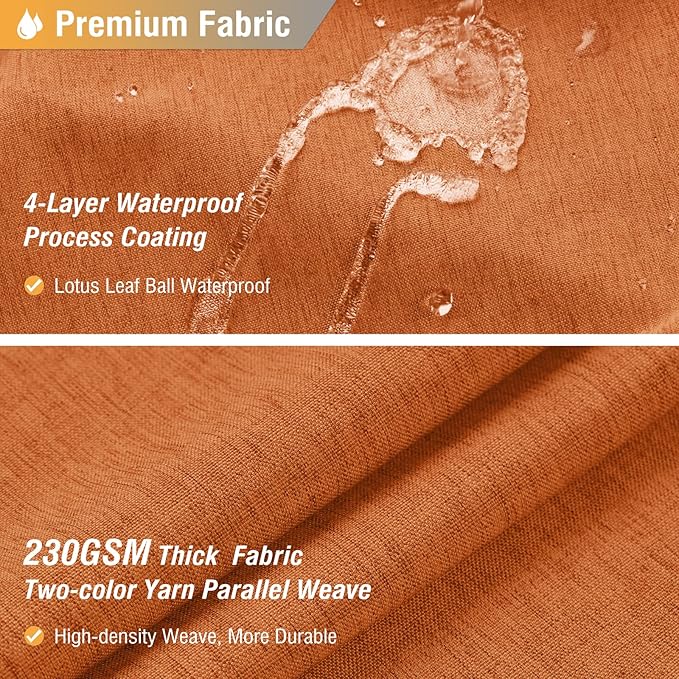 BTTN Extra Long Shower Curtain - 72x96 Inch Long Linen Textured Heavy Duty Fabric Shower Curtain Set with 12 Plastic Hooks, Tall Decorative Neutral Waterproof Shower Curtains for Bathroom, Orange