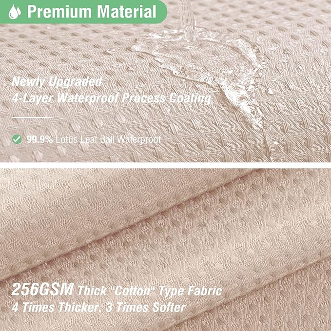 Dynamene Extra Long Shower Curtain - 84 Inch Long Waffle Weave Heavy Duty Fabric Bathroom Shower Curtain, Neutral Weighted Hotel Thick Bath Curtain Set with 12 Plastic Hooks,72x84, Blush Pink