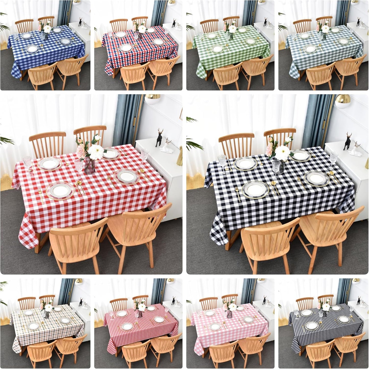 Classic Gingham Buffalo Tablecloth Fabric - Oblong 58x144 Inch Water Proof Checkered Table Cloth for Indoor Outdoor - Table Cover for Birthday, Picnics, BBQs, and Parties