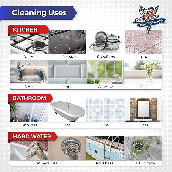 Bring It On Cleaner Hard Water Stain Remover, Shower Door Cleaner, Clean Tile and Grout, Windows, Fiberglass, Tubs, Chrome,32 Ounce. - 2 Pack