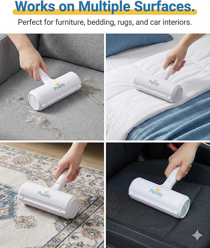 Pet Hair Remover Roller – Reusable Lint Roller for Pet Hair, Dog & Cat Hair Remover – Self-Cleaning Fur Removal Tool for Couch, Sofa, Furniture, Carpet, Car Seats & Bedding – No Refills Needed