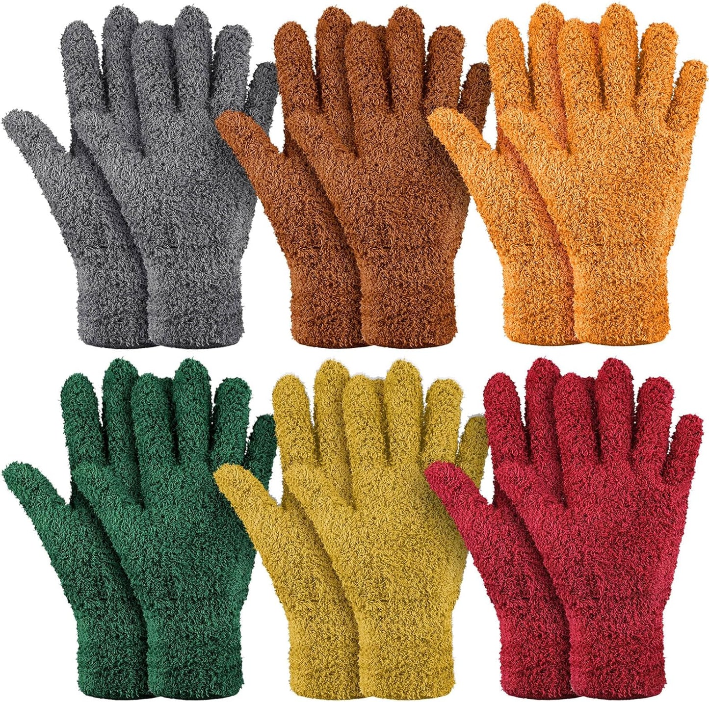 Bencailor 6 Pairs Microfiber Dusting Gloves, Dusting Cleaning Gloves Microfiber Gloves for Plants House Blinds Car Dust Mitt (Vintage Color,Medium)