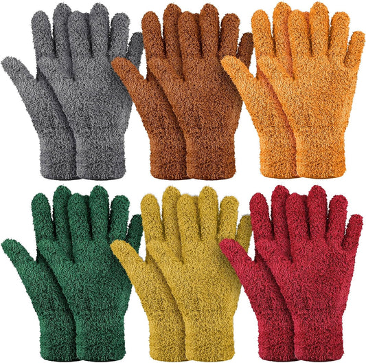 Bencailor 6 Pairs Microfiber Dusting Gloves, Dusting Cleaning Gloves Microfiber Gloves for Plants House Blinds Car Dust Mitt (Vintage Color,Medium)