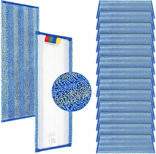 Replacement Microfiber Mop Pad – Universal 17-18" Heavy Duty Reusable Refill – Thick Commercial Cleaning Pad for Wet & Dry Use (15 Pack - 18in Flat Mop Head (Trapezoid))