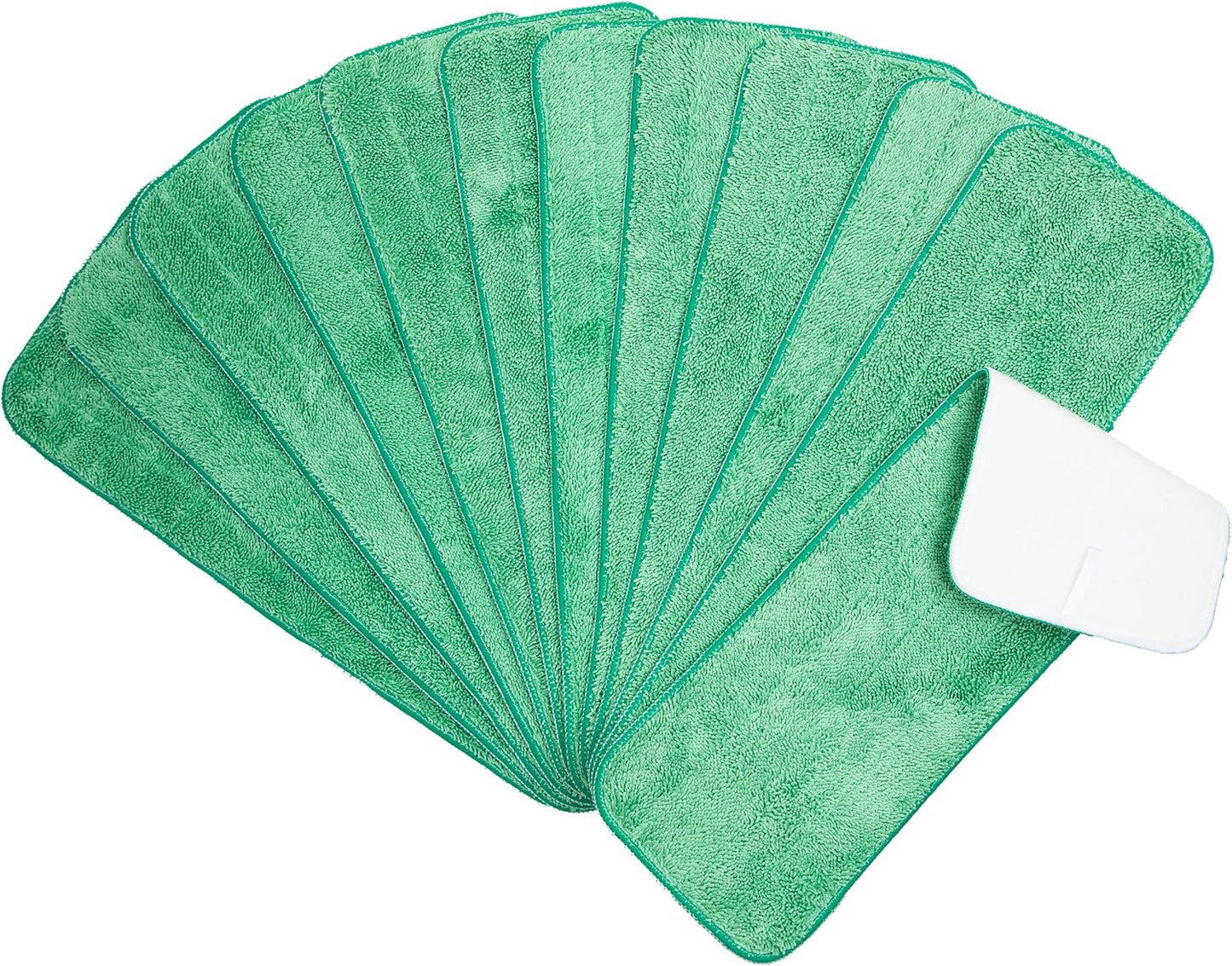 Arkwright Spray Mop Replacement Pads - (Pack of 12) Bulk Microfiber Flat Dry and Wet Refill Mop Pads Floor Cleaning, Compatible with Bona and Rubbermaid, Fits All Mop Heads, 18 in, Green