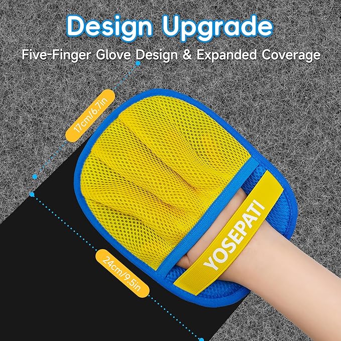 Pet Hair Removal Glove, Five-Finger Magic Brush Electrostatic Mitt 2 PCs, Pet Hair Remover Tool for Dog & Cat, Reusable Pet Hair Gloves Pet Grooming Needs, Fur Remover for Couch & Clothing
